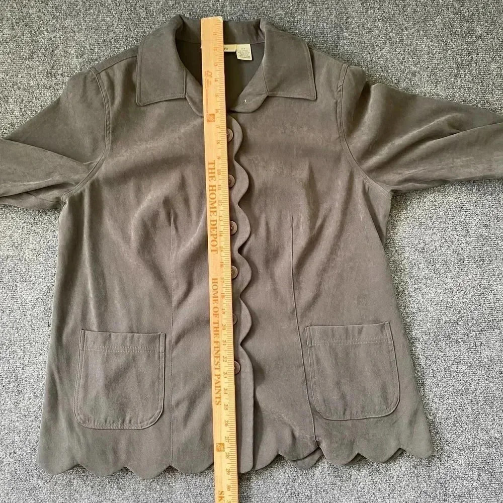 Roamans Womens Plus Shirt Jacket Scallop Hem 14W - Picture 11 of 12